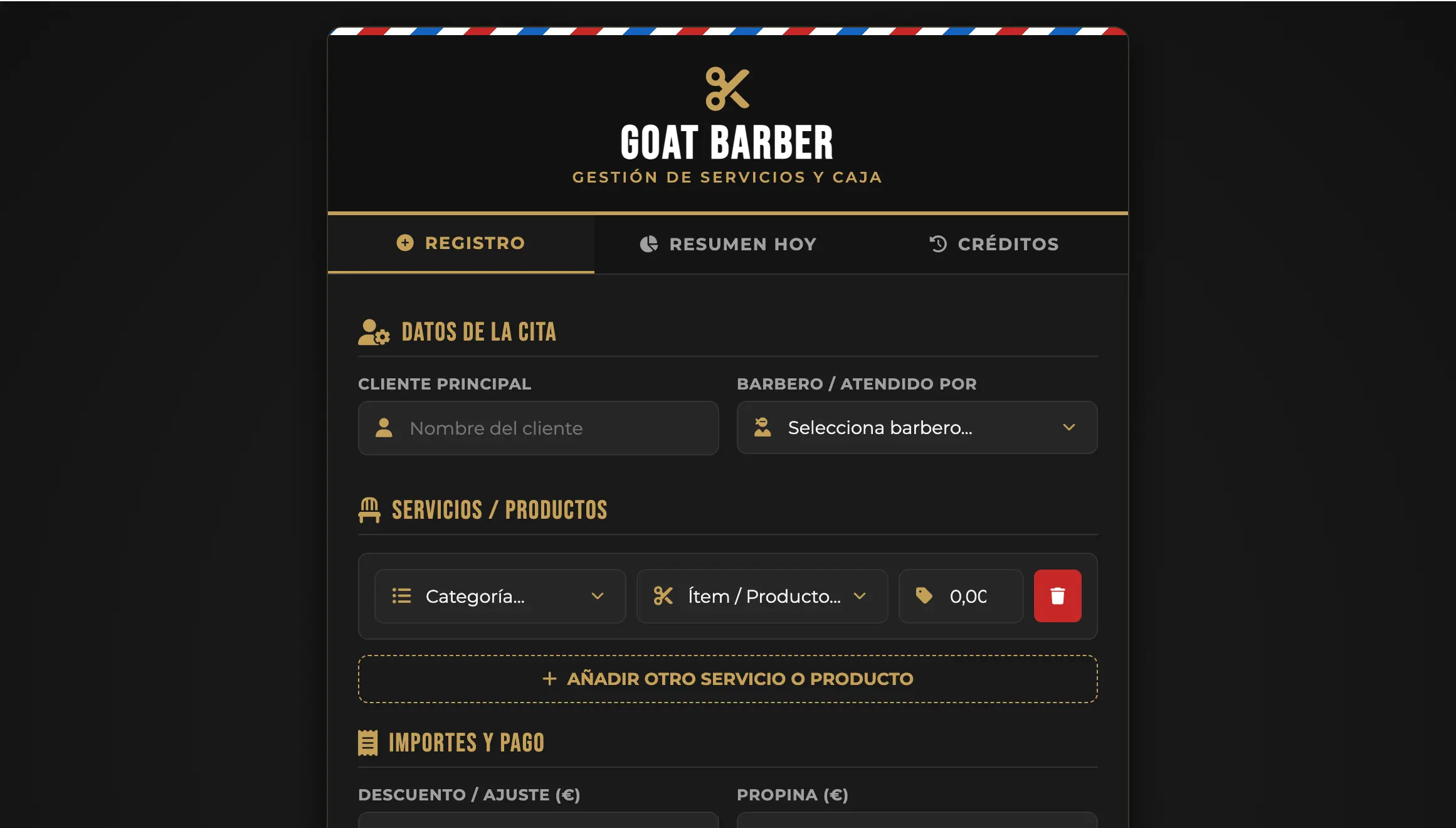 Sistema POS y Caja Goat Barber con Apps Script